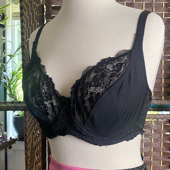 Offer??   Shein black bra stretch lace floral pattern bow adjustable 85D = 38D - Picture 4 of 13